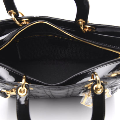 Christian Dior Patent Cannage Large Lady Dior Black 5 of 10