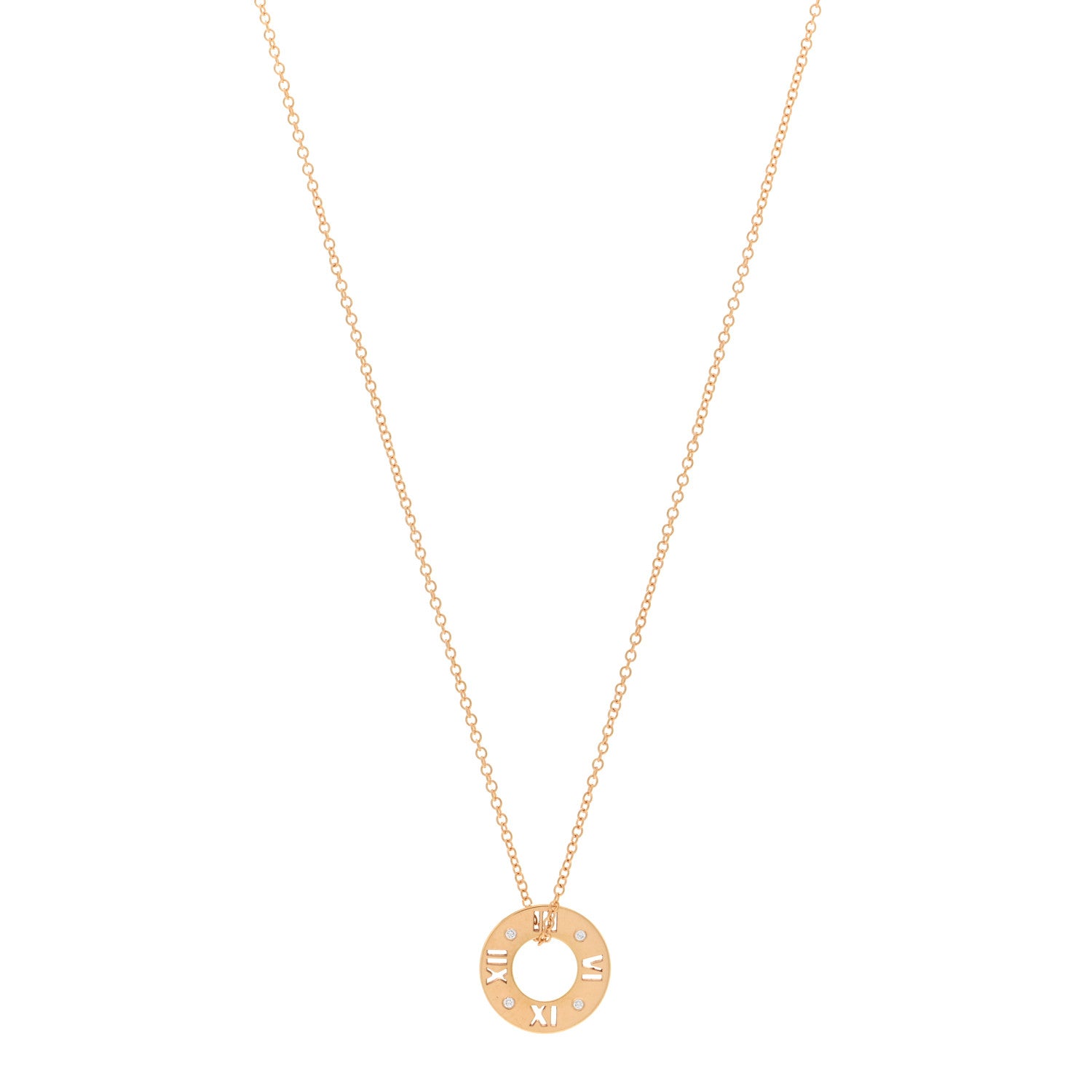 Tiffany 18K Rose Gold Diamond Atlas Pierced Pendant Necklace 1 of 5
