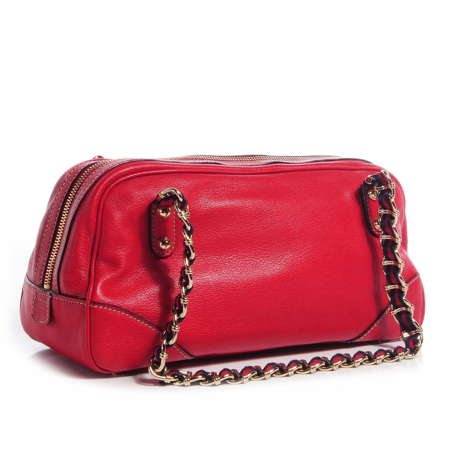 Leather Capri Small Bowler Red