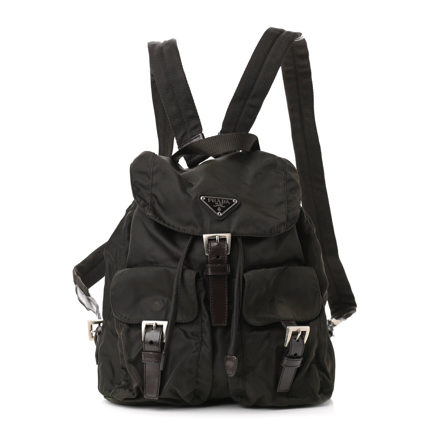 Prada Tessuto Nylon Vela Small Backpack Black Dark Green 1 of 9