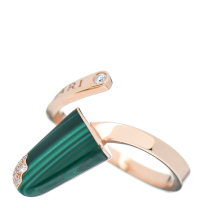 Bulgari 18K Rose Gold Malachite Diamond Gelati Ring 53 6.25 3 of 7