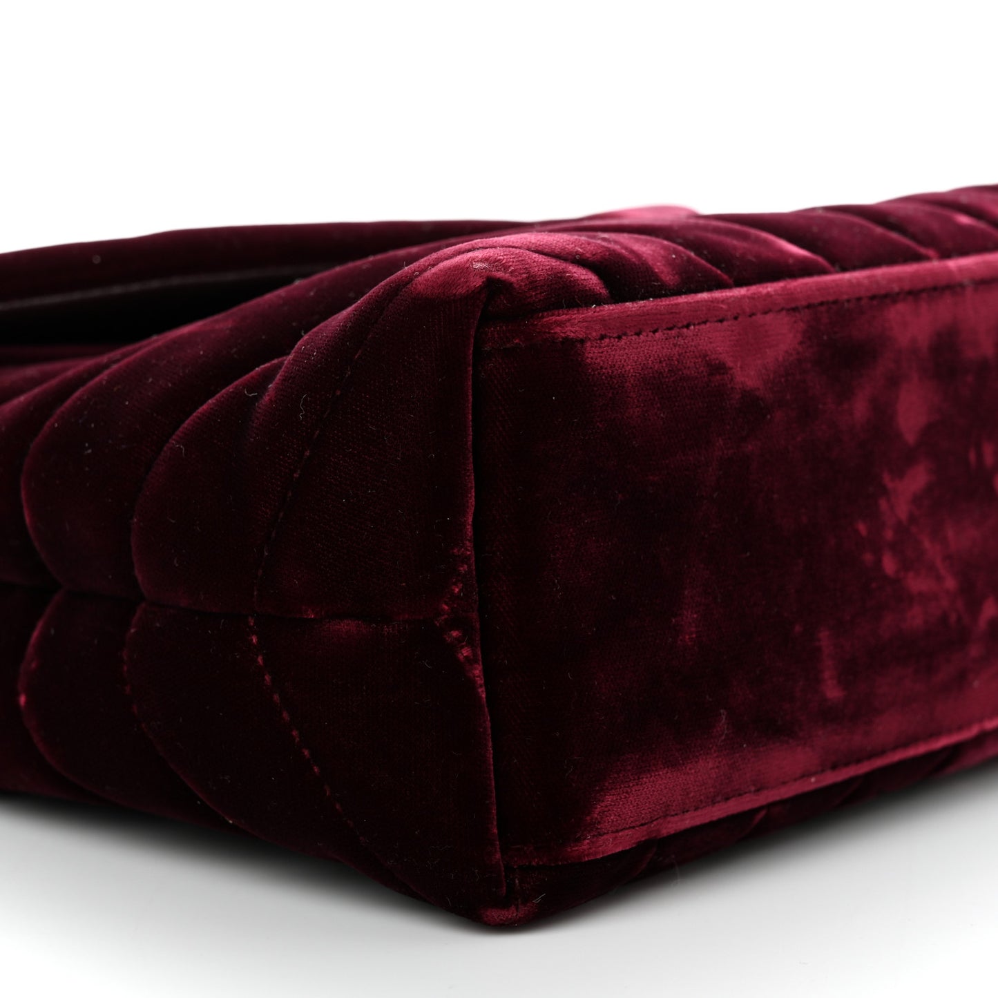 Velvet Y Quilted Monogram Small Loulou Chain Satchel Burgundy