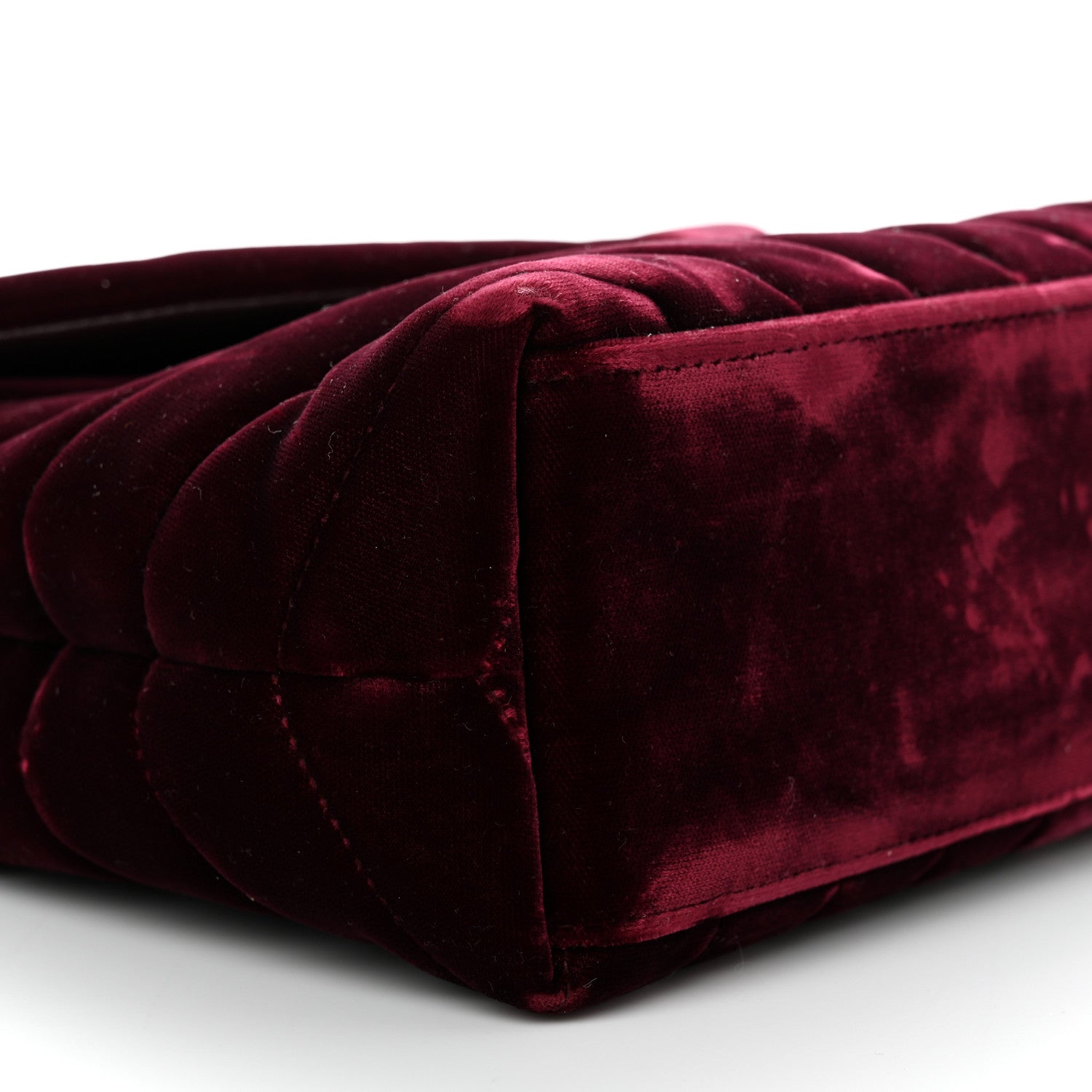 Saint Laurent Velvet Y Quilted Monogram Small Loulou Chain Satchel Burgundy 9 of 14