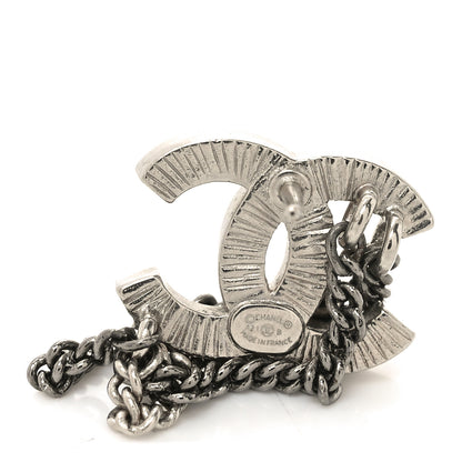 Chanel Crystal Chain CC Earrings Silver 4 of 4