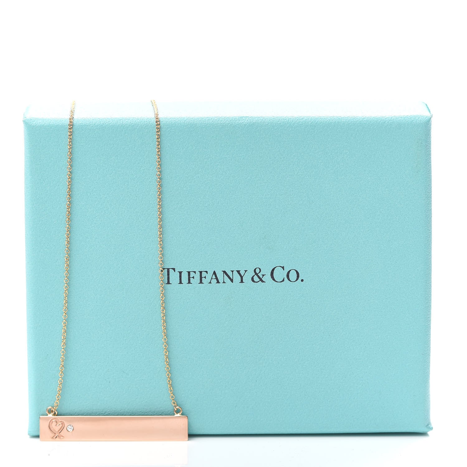 Tiffany 18K Rose Gold Diamond Paloma Picasso Loving Heart Bar Pendant Necklace 6 of 6