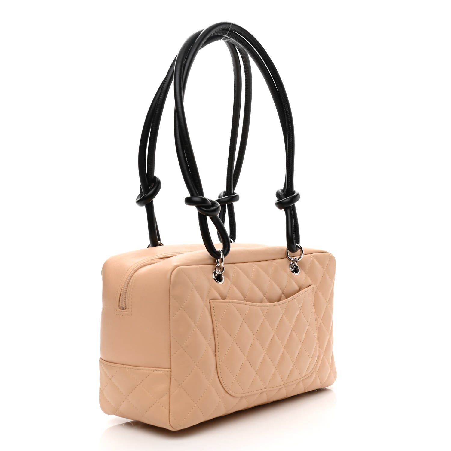 Chanel Calfskin Quilted Large Cambon Bowler Beige Black 3 of 12