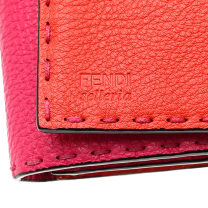 Fendi Cuoio Romano Selleria Bi-Color Peekaboo Continental Wallet Fuxia Papavero 9 of 13
