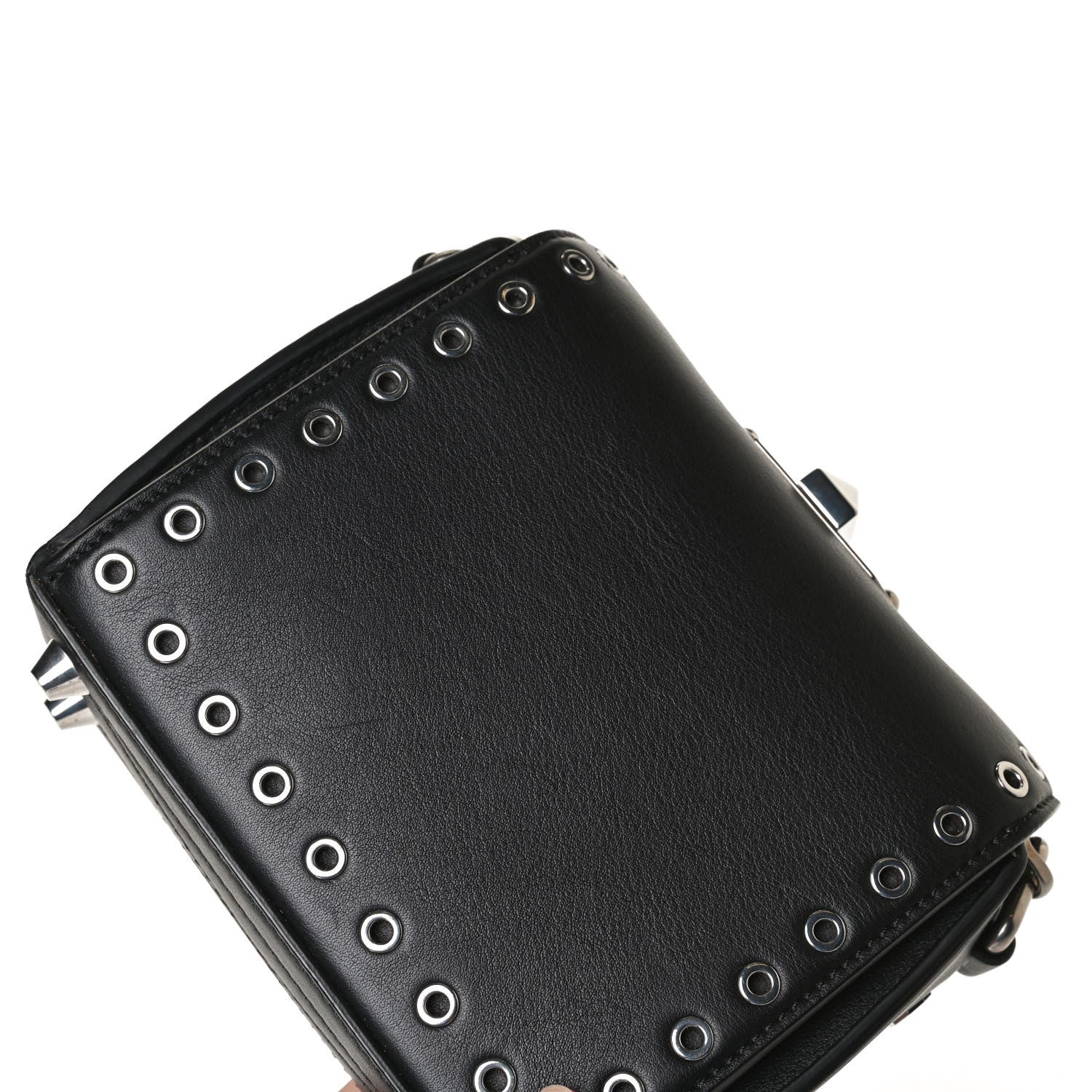 Alexander McQueen Fine Grain Goatskin Perforated Box Shoulder Bag 16 Black 15 of 16