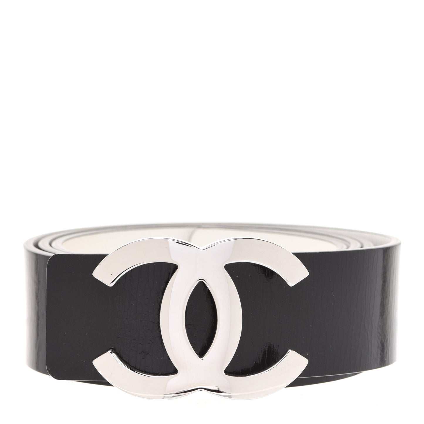 Patent Calfskin CC Reversible Belt 95 Black White