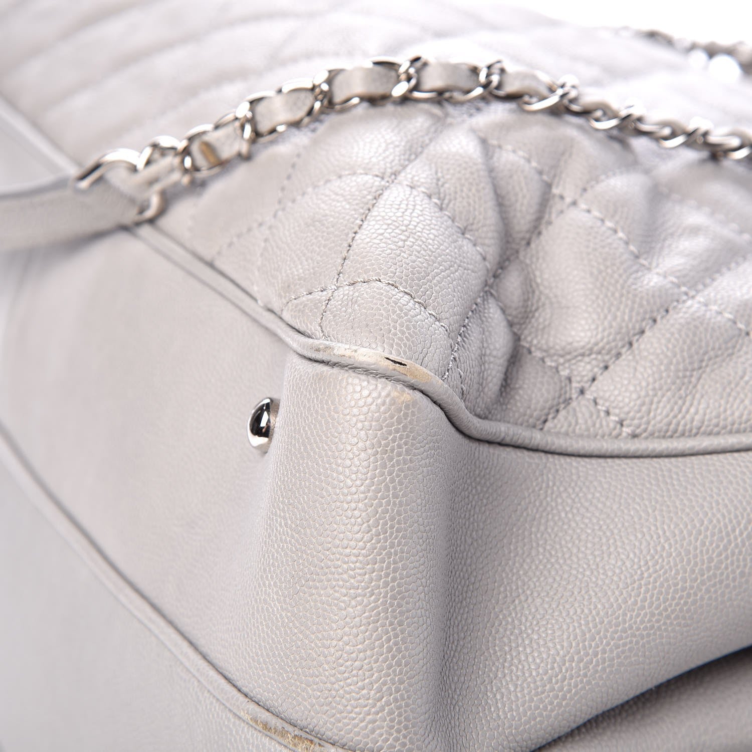 Chanel Caviar Quilted Top Handle Shopping Tote Grey 11 of 18