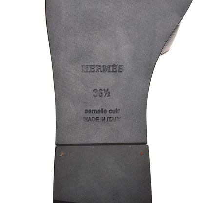Hermes Box Calfskin Oran Sandals 36.5 Black 7 of 8