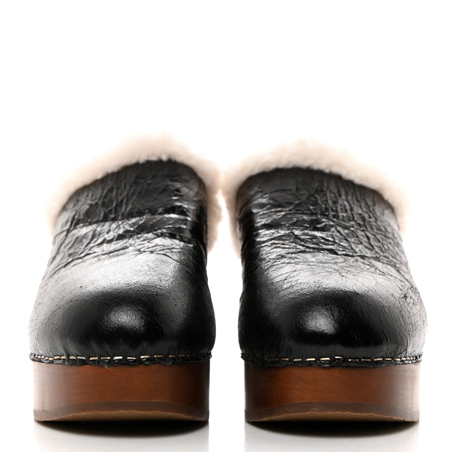 Chanel Crackled Sheepskin CC Mules 40 Black 2 of 7
