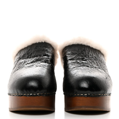 Chanel Crackled Sheepskin CC Mules 40 Black 2 of 7