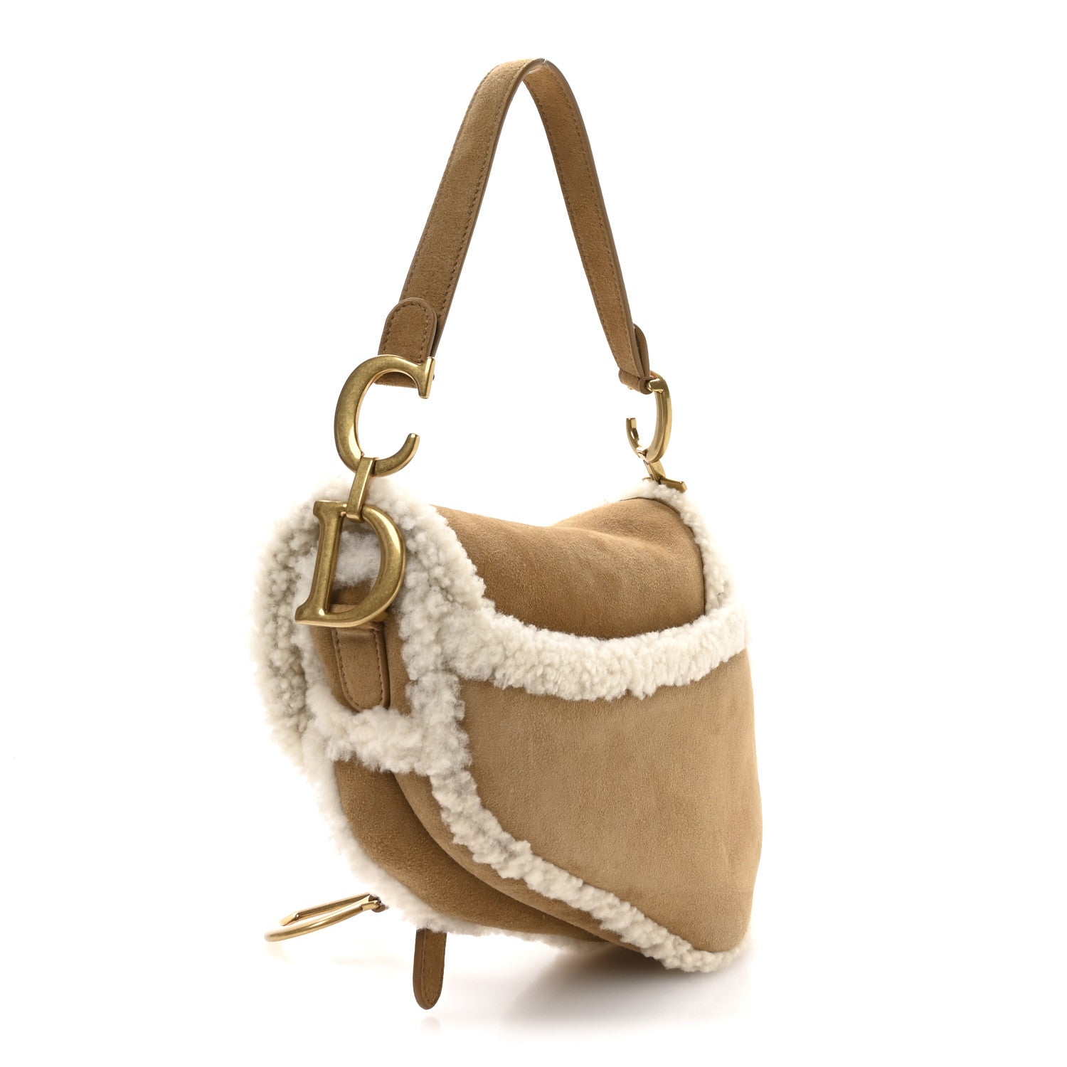 Christian Dior Shearling Saddle Bag Camel 3 of 11