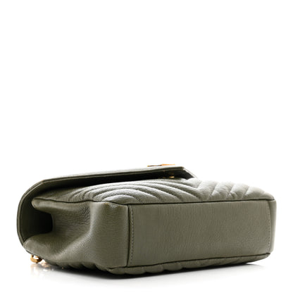 Saint Laurent Sheepskin Matelasse Chevron Monogram Medium College Bag Military Olive 4 of 13