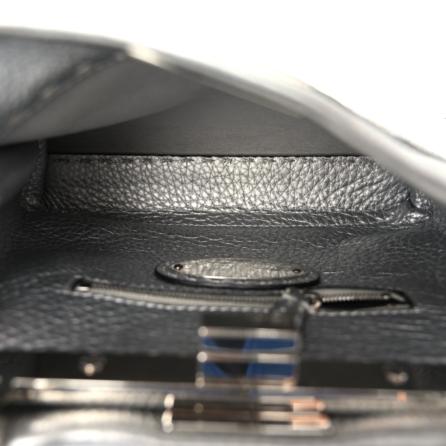 Fendi Cuoio Romano Lux Selleria Mini Peekaboo Iconic Satchel Argento 5 of 10