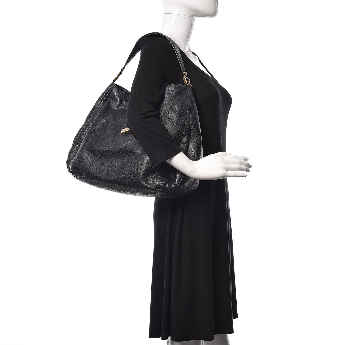 Guccissima Large New Ladies Web Hobo Black