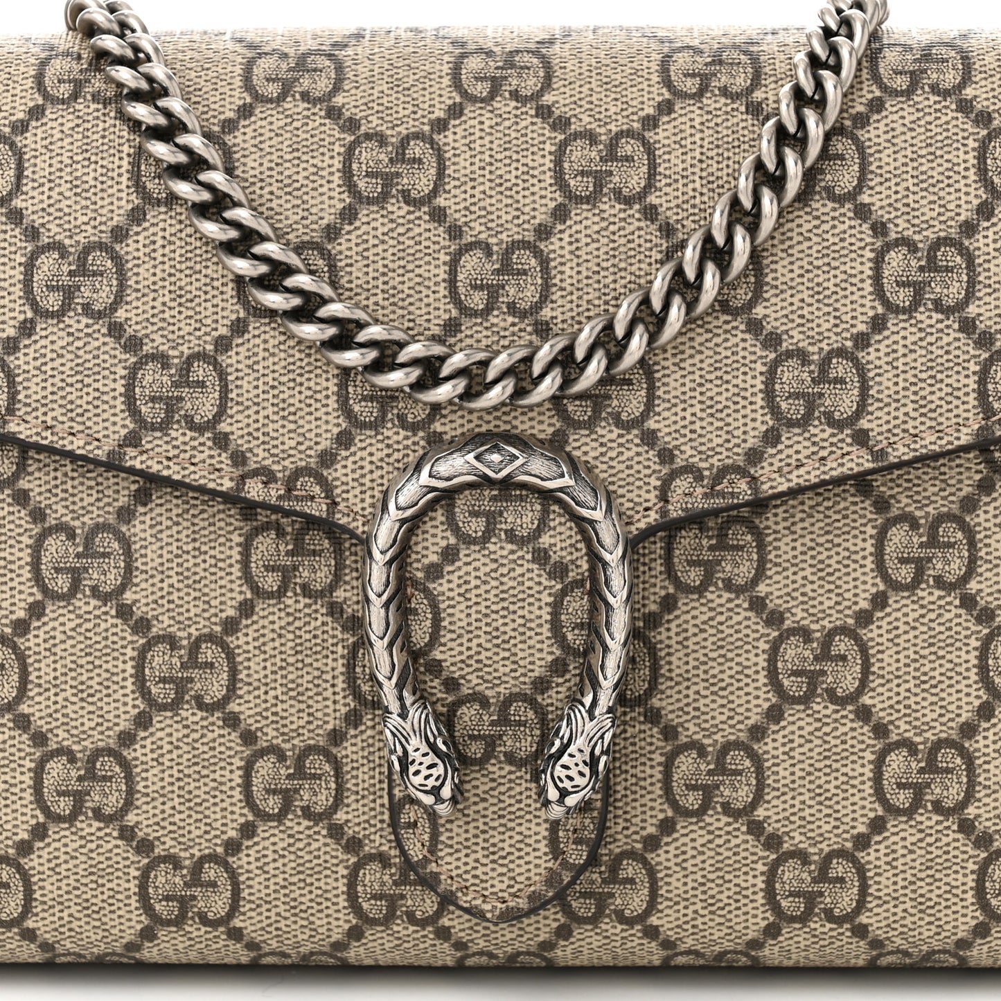 GG Supreme Monogram Mini Dionysus Chain Wallet Beige Taupe
