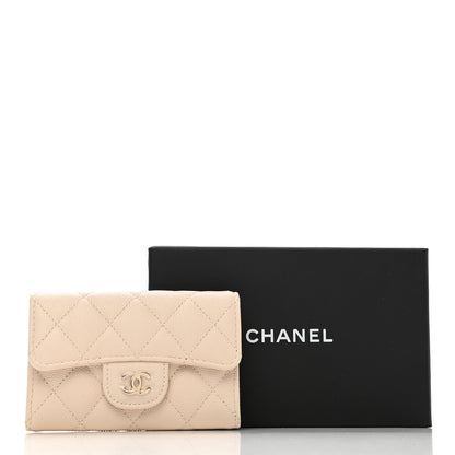 Chanel Caviar Quilted Flap Card Holder Wallet Light Beige 8 of 8