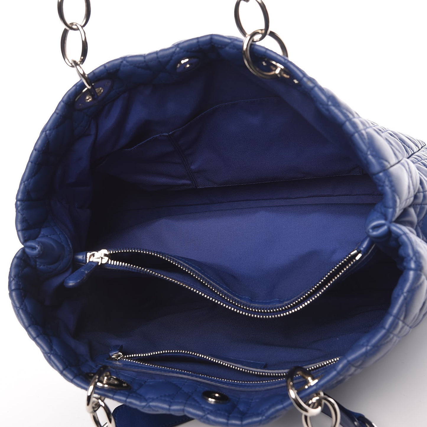 Lambskin Cannage Large Dior Soft Shopping Tote Blue
