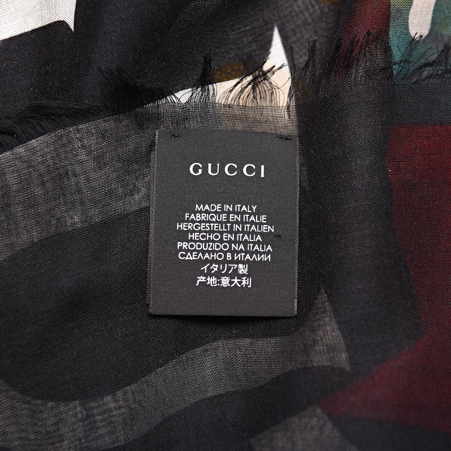 Gucci Modal Silk Coco Capitan Logo Square Scarf Black 3 of 4