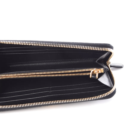 Prada Saffiano Metal Zip Around Wallet Black 5 of 9