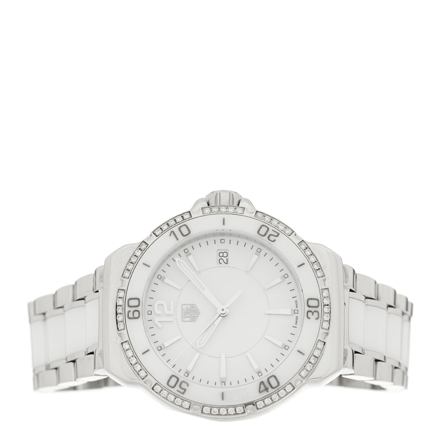 Stainless Steel Ceramic Diamond 34mm Formula 1 Quartz Watch White WAH1213