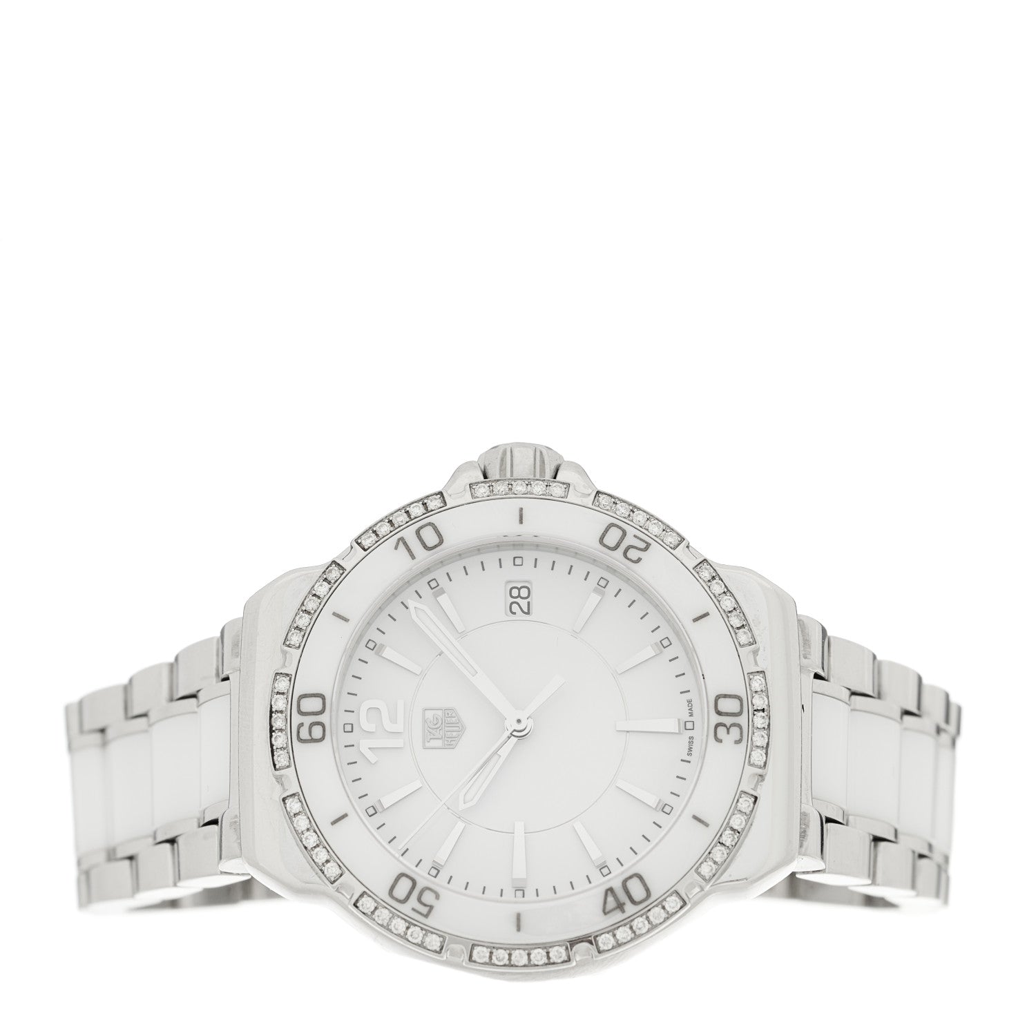 Tag Heuer Stainless Steel Ceramic Diamond 34mm Formula 1 Quartz Watch White WAH1213 2 of 4