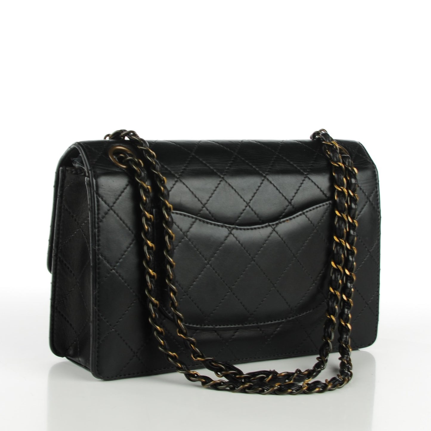 Lambskin Quilted Medium Single Flap Black