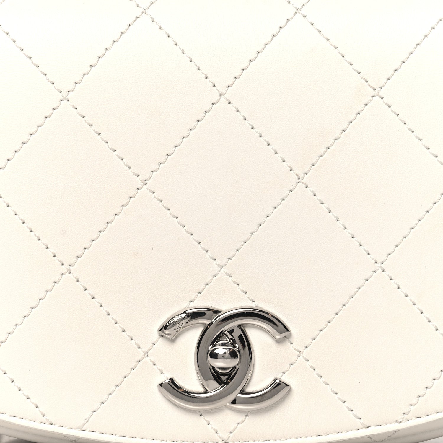 Chanel Calfskin Stitched Small Ring My Bag Flap Crossbody White 8 of 13