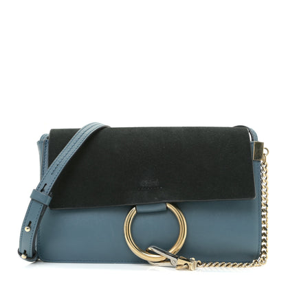 Chloe Suede Calfskin Small Faye Shoulder Bag Summer Blue Intense Green 1 of 10
