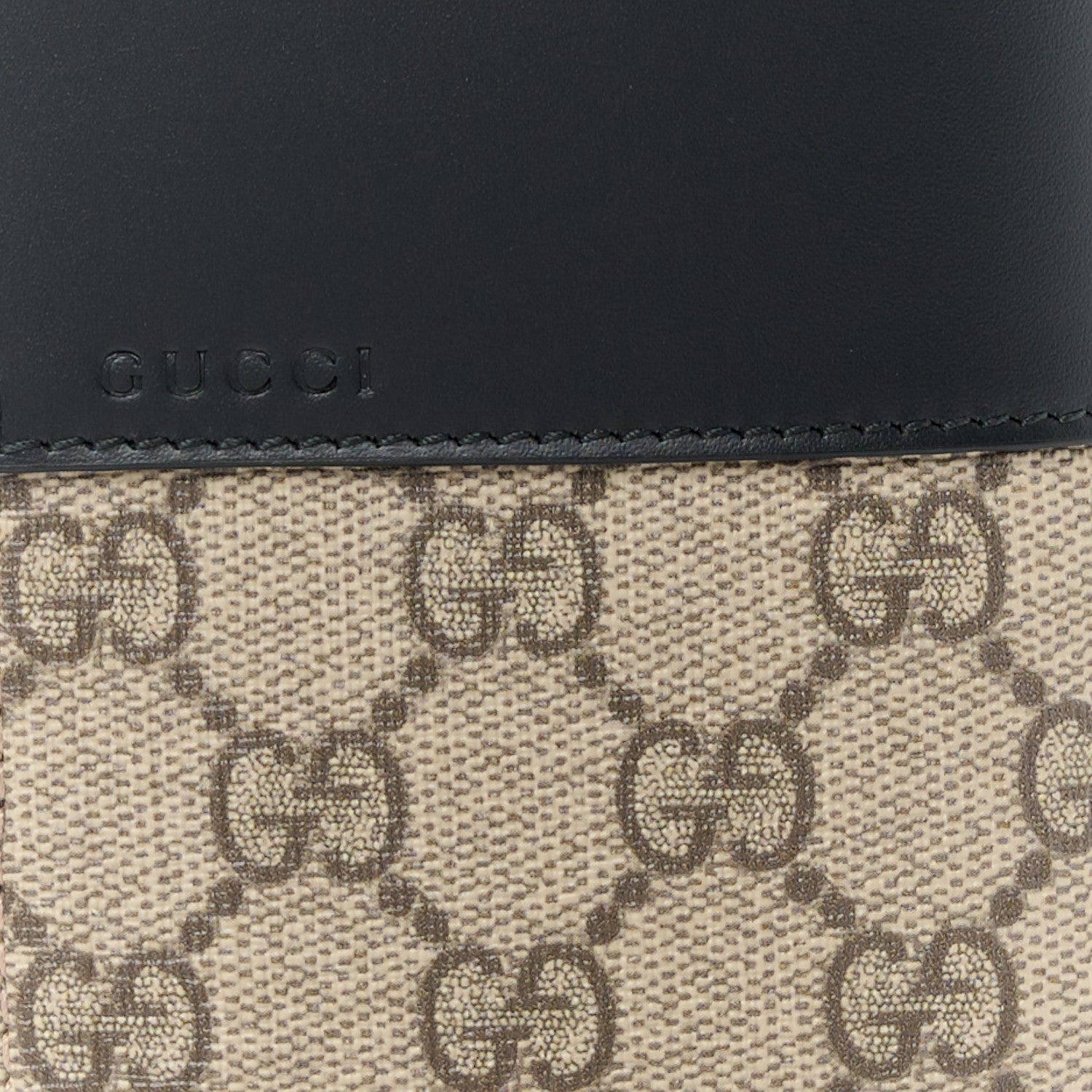 Gucci GG Supreme Monogram Selleria Calfskin Flap Wallet Beige Ebony Black 9 of 12