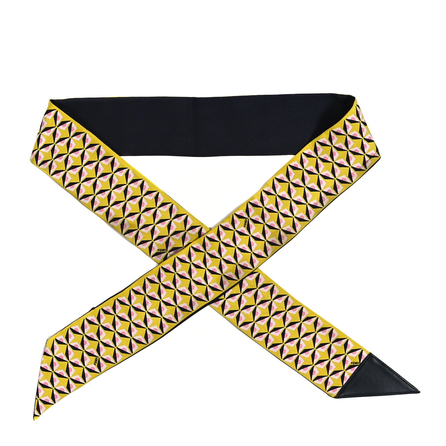 Fendi Silk Monster Eye Print Bandeau Scarf Yellow Black Multicolor 1 of 4