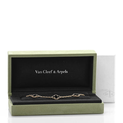 Van Cleef & Arpels 18K Yellow Gold Black Onyx 5 Motifs Vintage Alhambra Bracelet 4 of 4