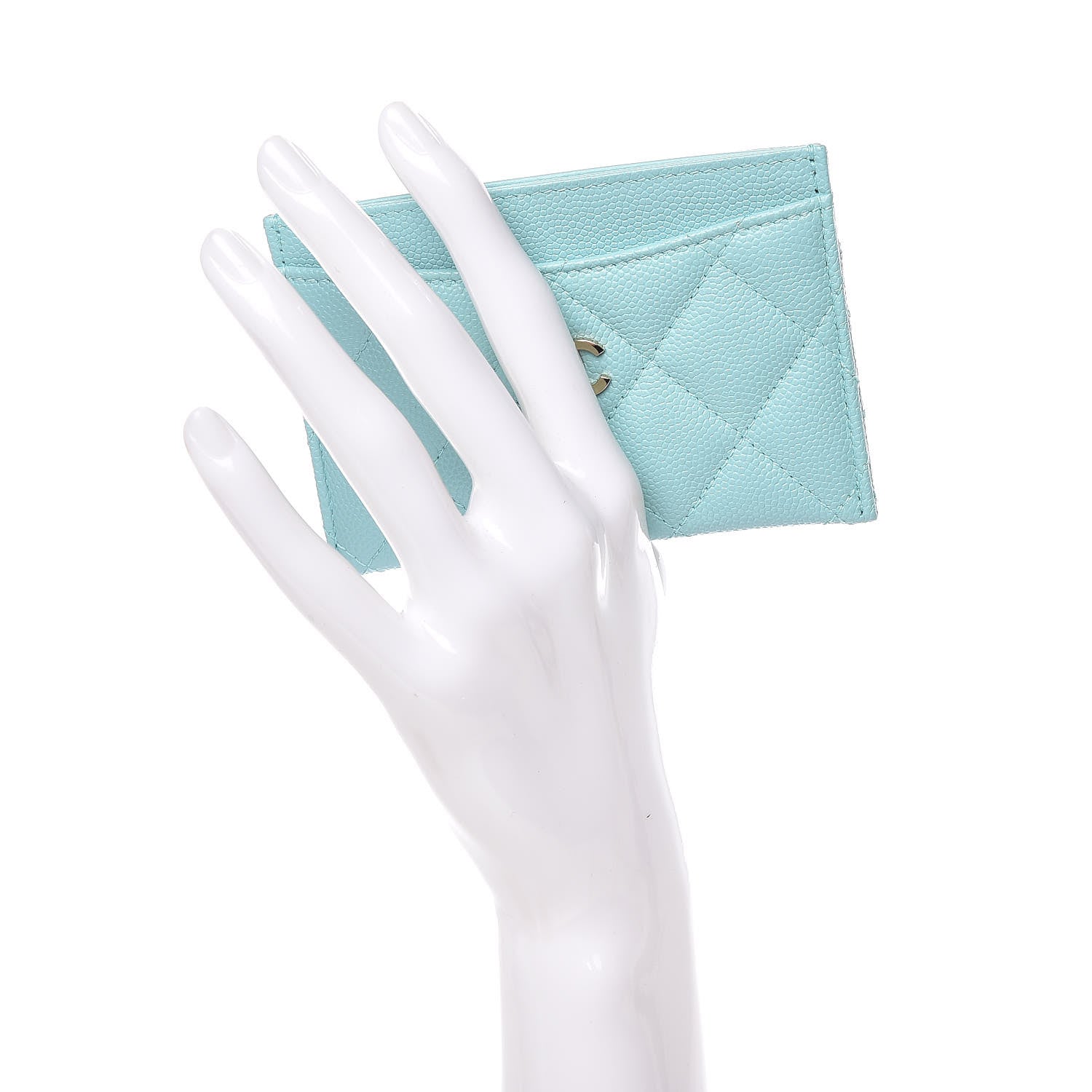 Chanel Caviar Quilted Card Holder Light Blue 2 of 9