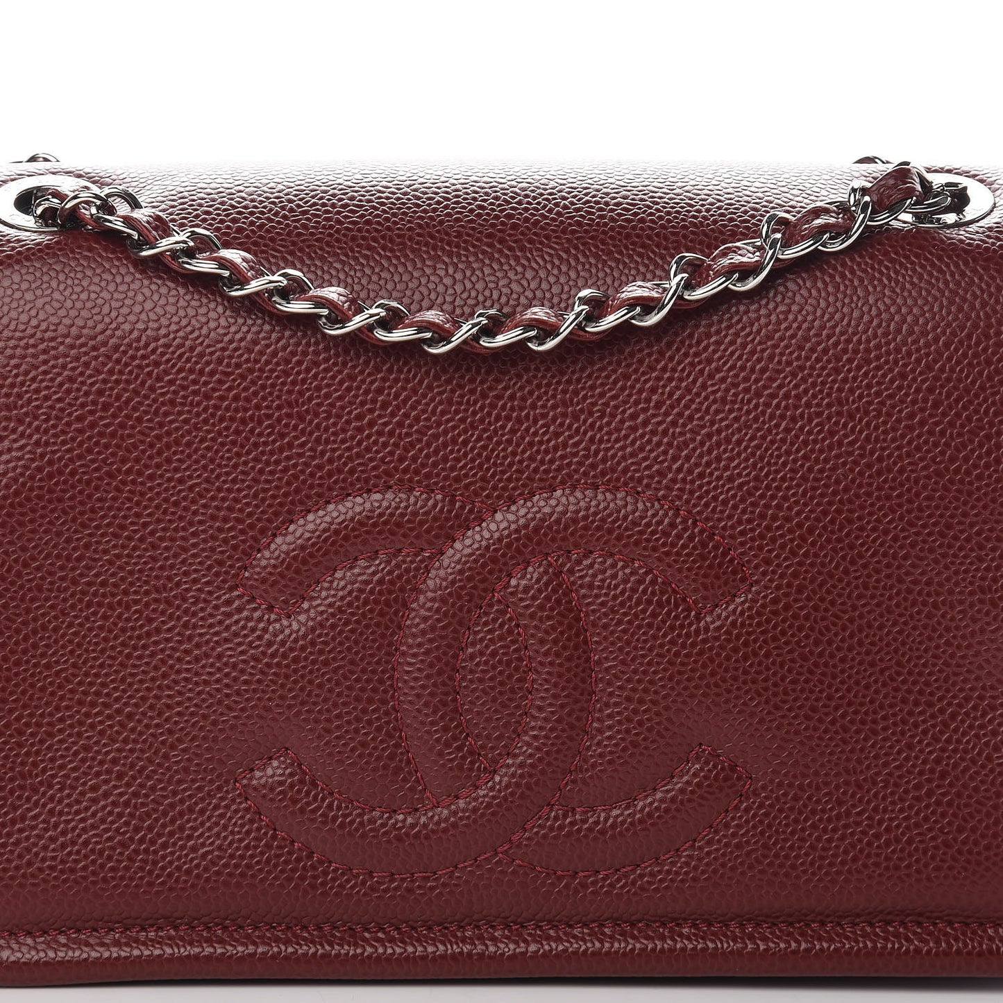 Caviar Medium Timeless CC Flap Dark Red