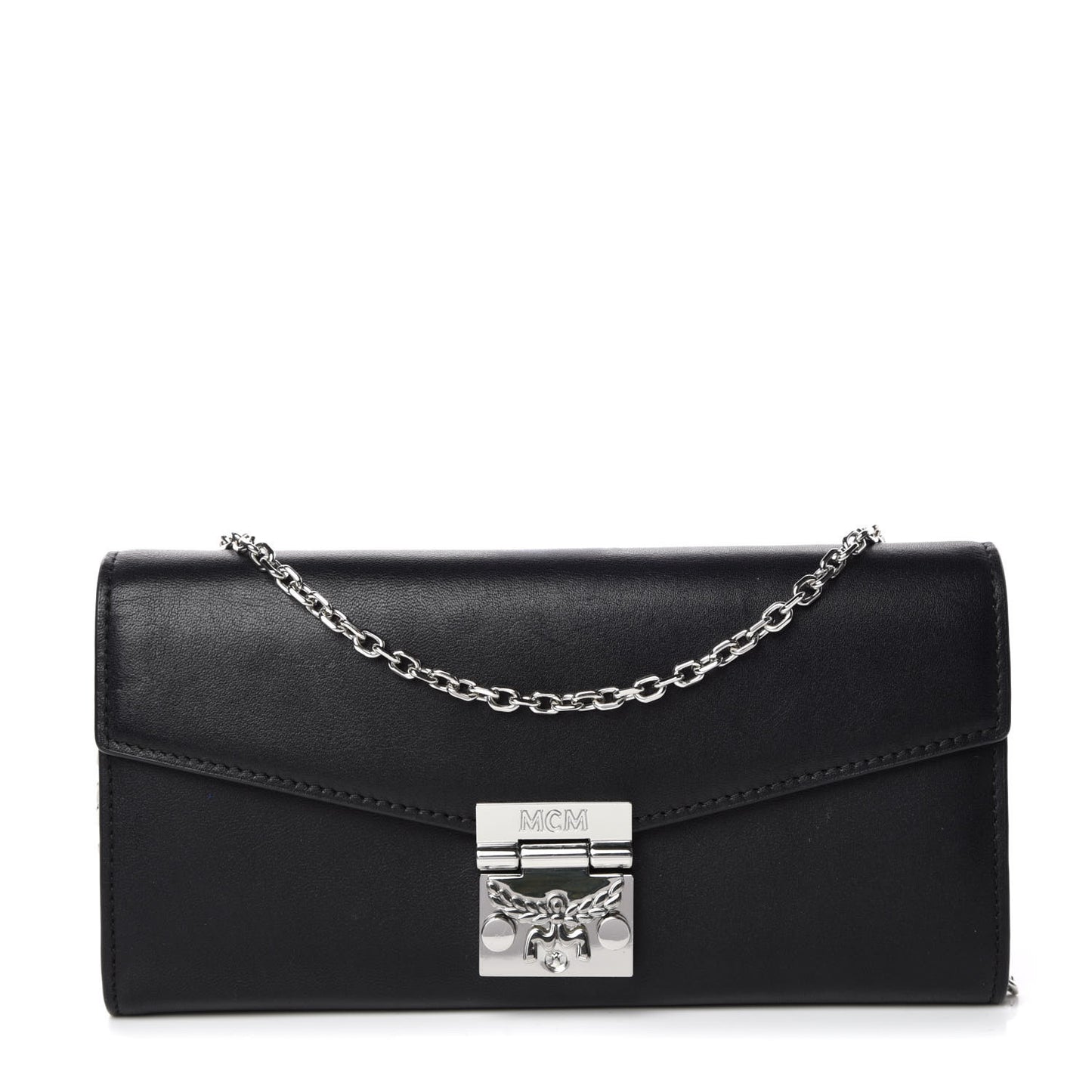 Calfskin Large Patricia Wallet On Chain Black
