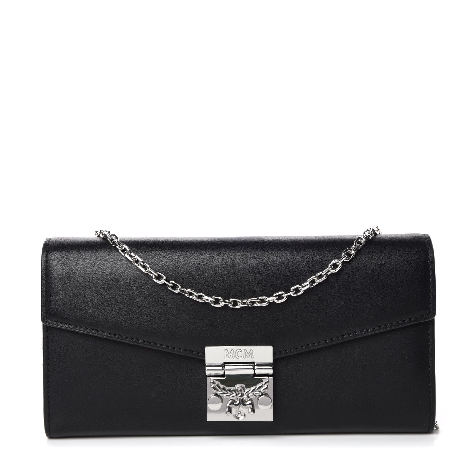 MCM Calfskin Large Patricia Wallet On Chain Black 1 of 10