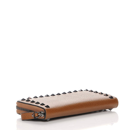 Valentino Garavani Grained Calfskin Rockstud Zip Around Wallet Bright Cognac 4 of 9