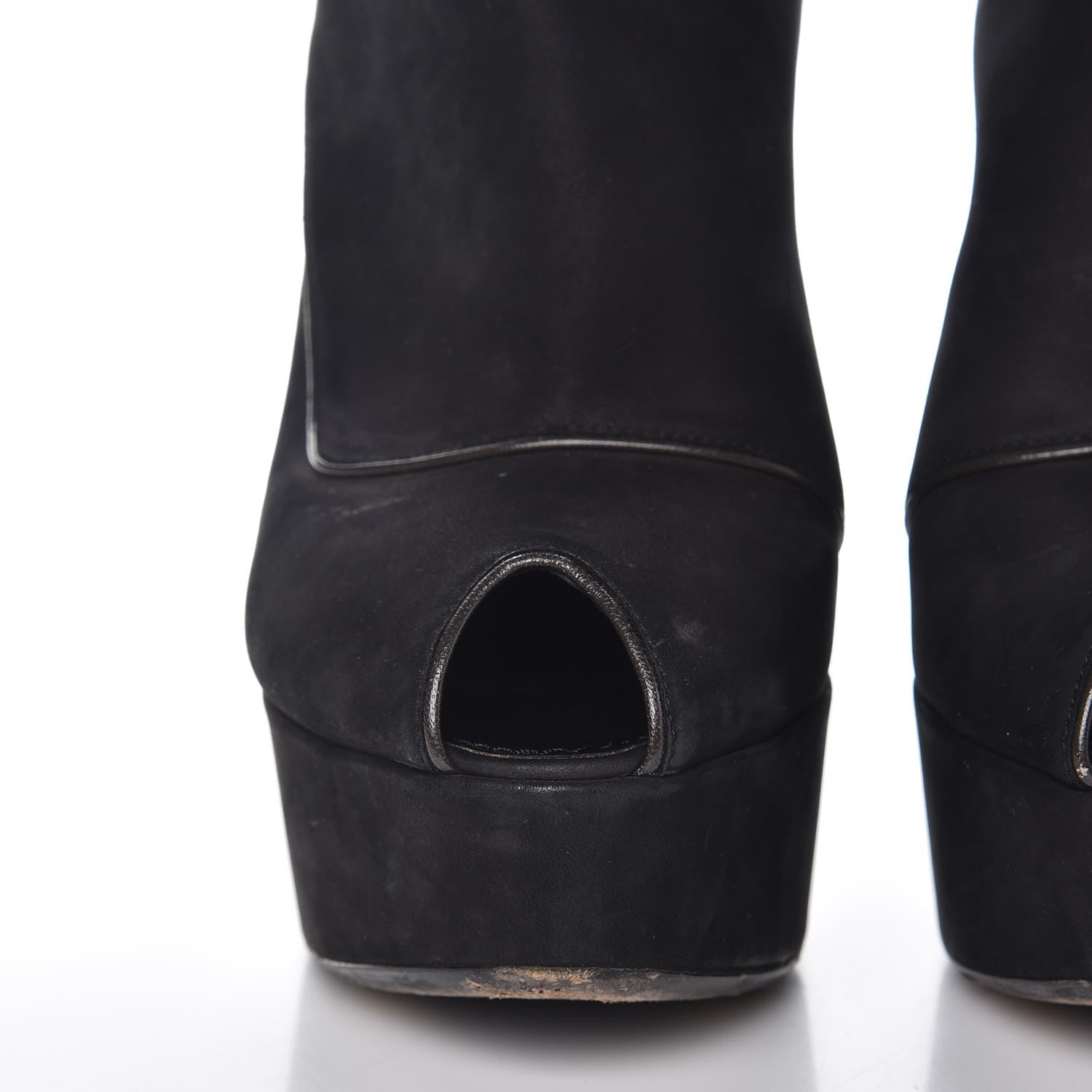 Louis Vuitton Suede Peep Toe Ankle Boots 37 Black 14 of 23