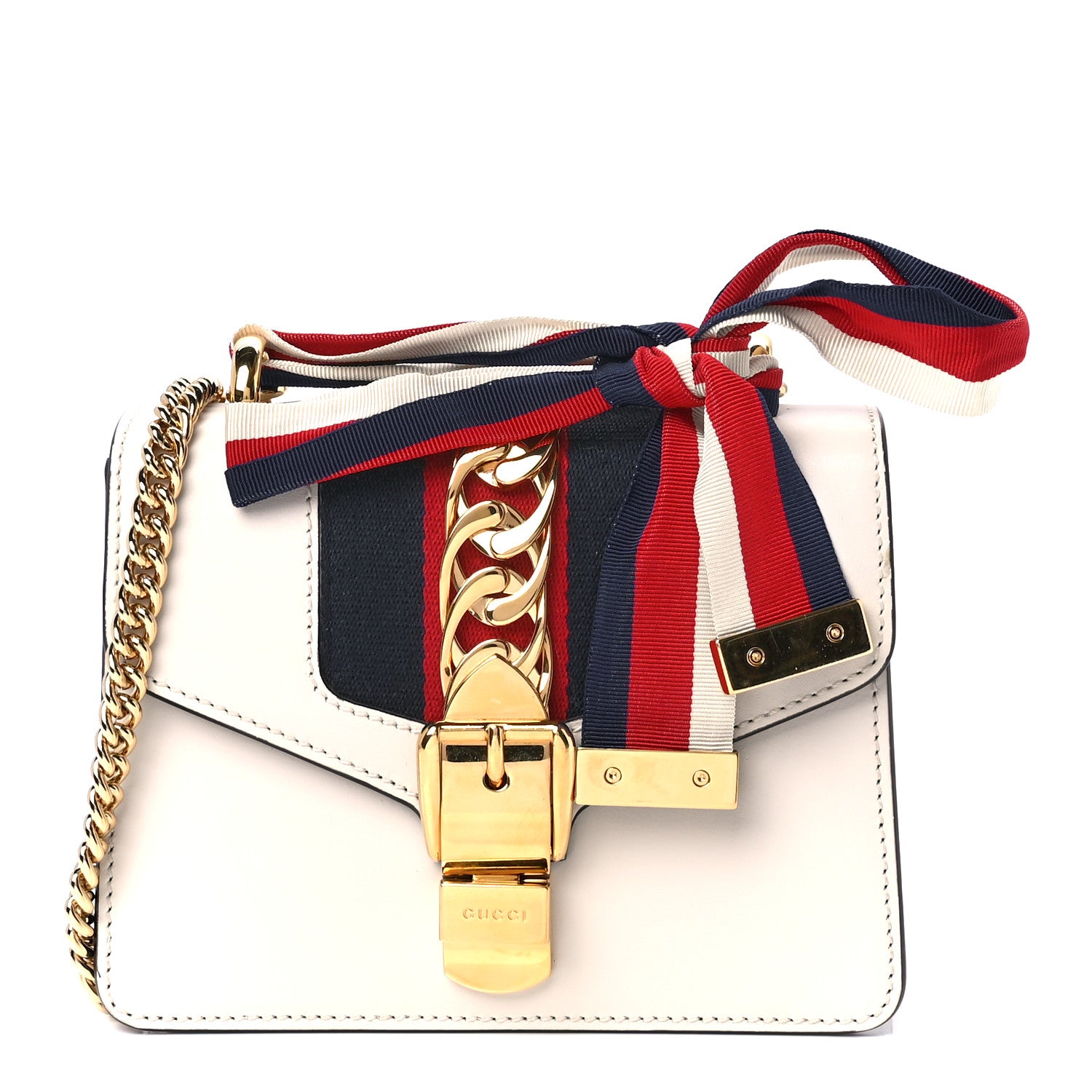 Gucci Calfskin Mini Sylvie Chain Shoulder Bag White 1 of 13