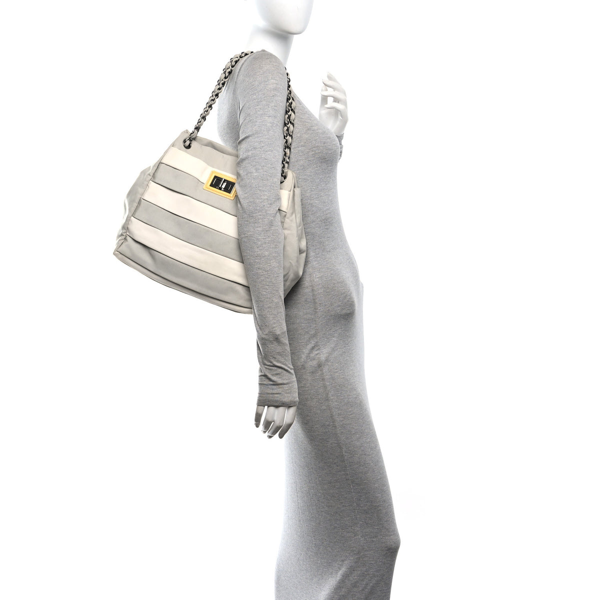 Nylon Quilted 2.55 Reissue Tote White Grey