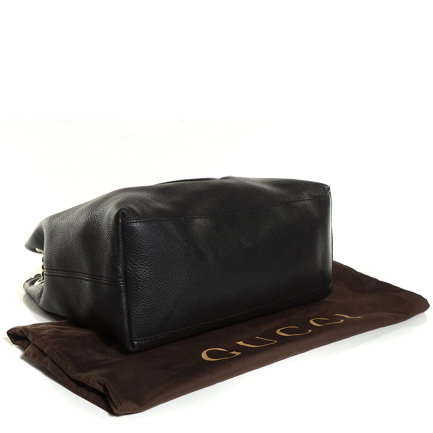 Gucci Pebbled Calfskin Medium Soho Chain Shoulder Bag Black 4 of 9