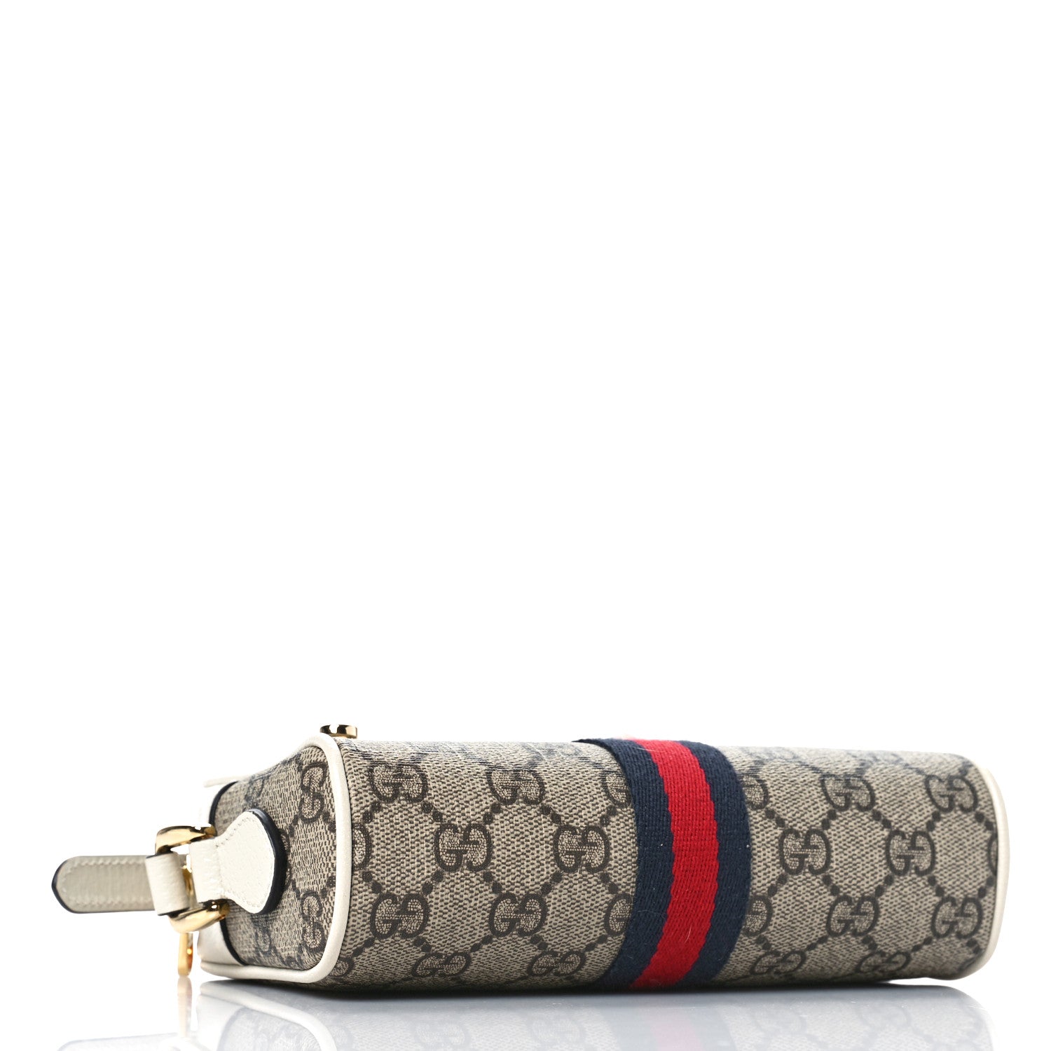 Gucci GG Supreme Monogram Textured Calfskin Web Mini Ophidia Shoulder Bag Beige Ebony Mystic White 4 of 9