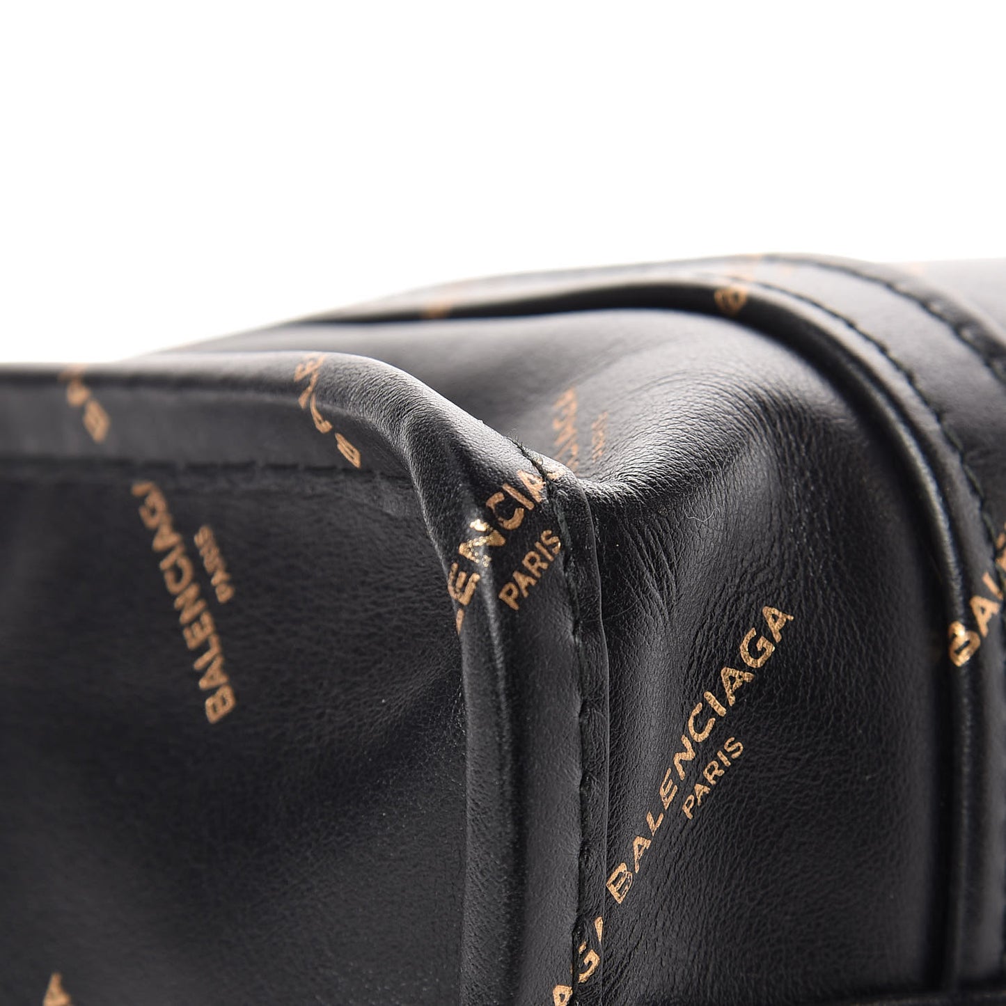 Calfskin Allover Logo XS Bazar Shopper Tote Black Gold