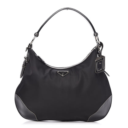 Prada Tessuto Nylon Soft Calfskin Shoulder Bag Black 1 of 10