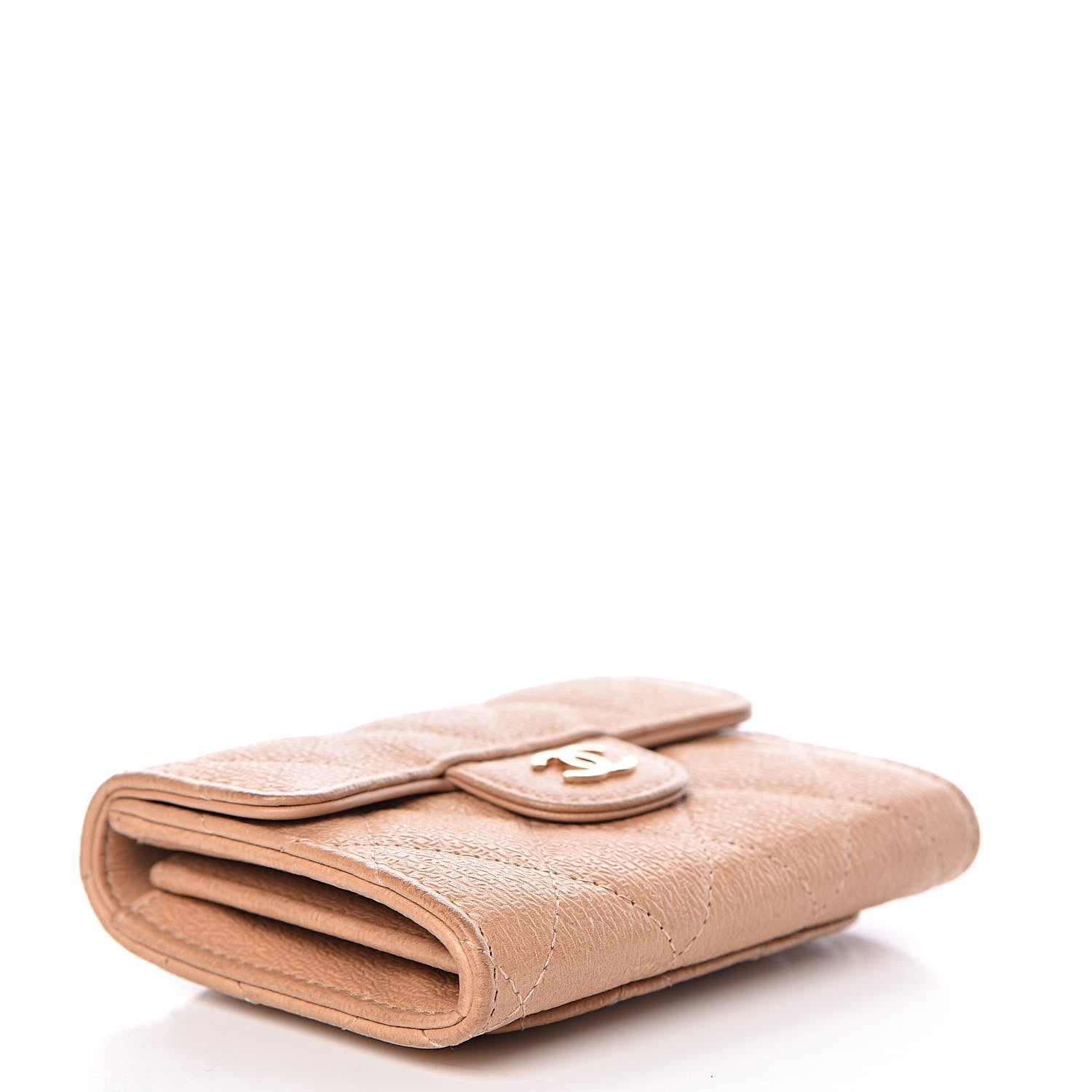 Chanel Letter Calfskin Embossed Quilted Card Holder Beige 5 of 16