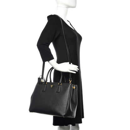 Prada Saffiano Medium Galleria Double Zip Tote Black 2 of 13