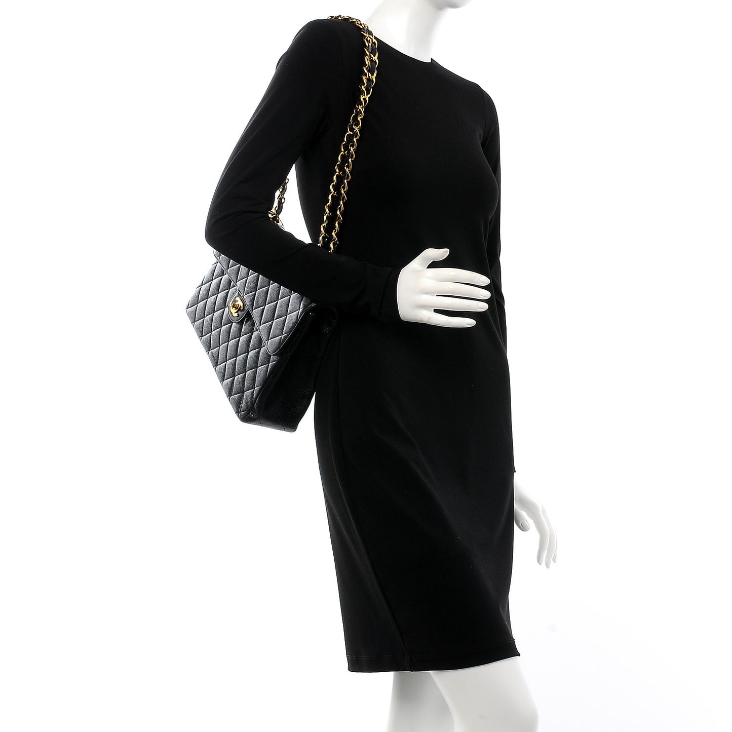 Caviar Quilted Jumbo Single Flap Black