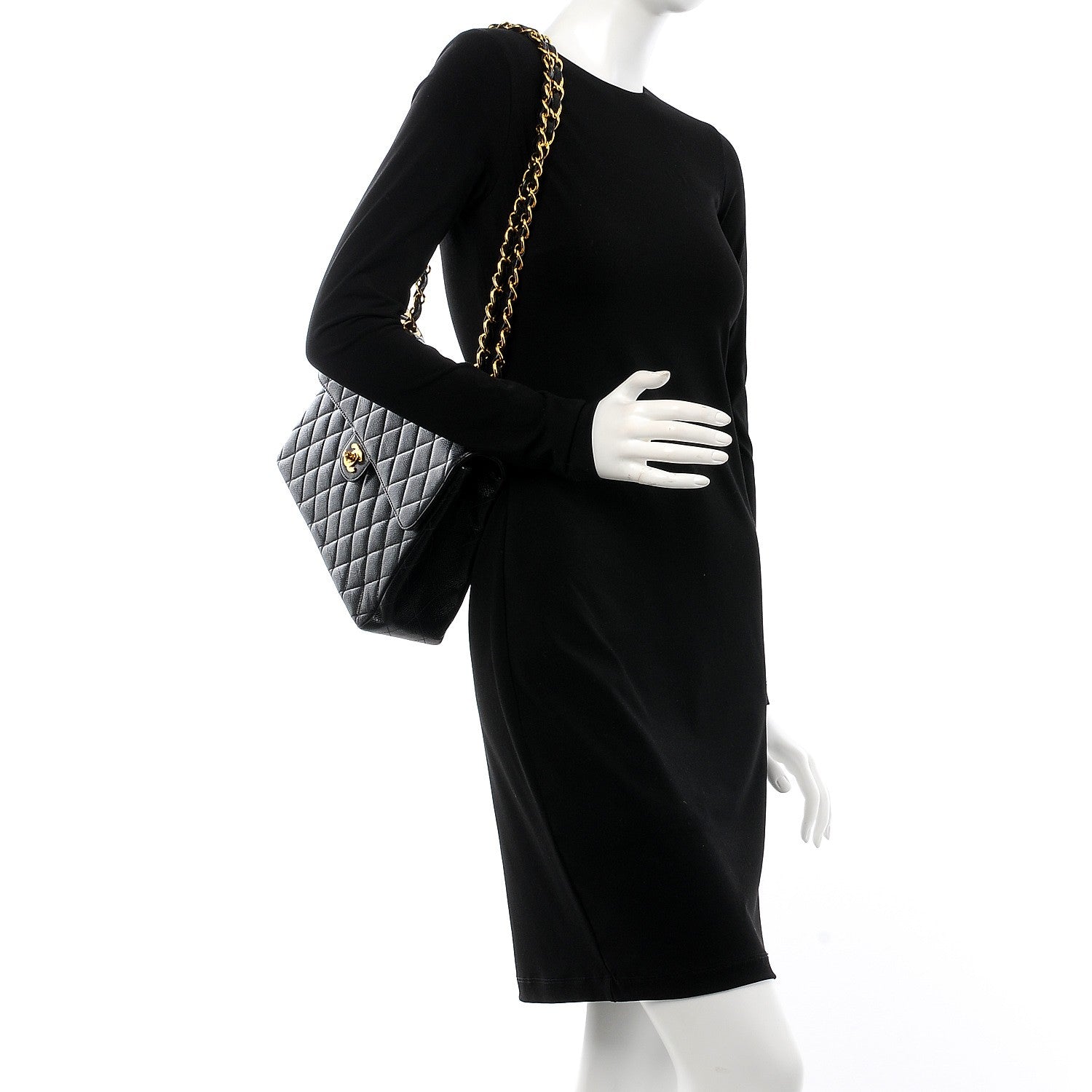 Chanel Caviar Quilted Jumbo Single Flap Black 2 of 8